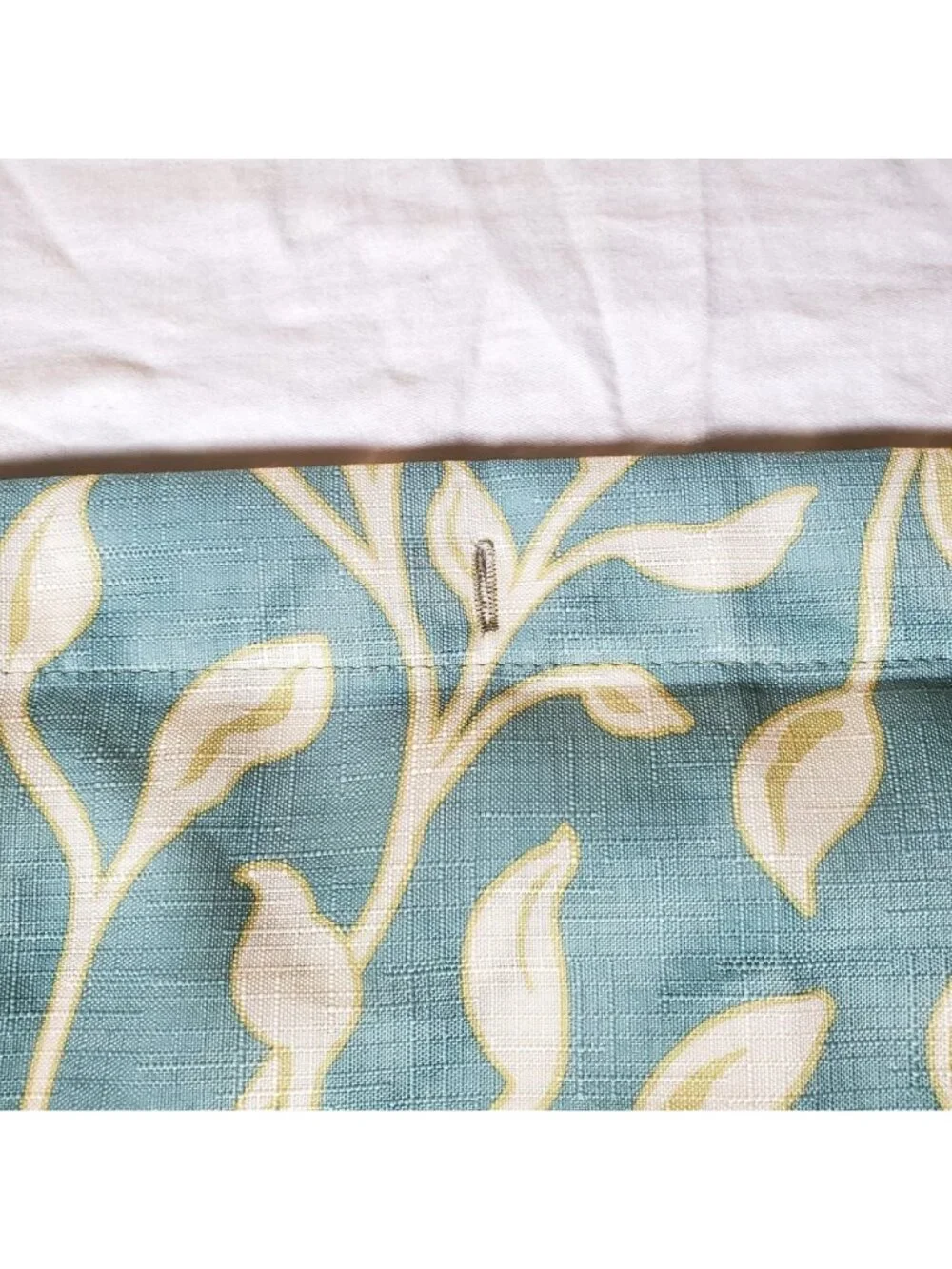 NWOT Vtg BH&G Shower Curtain Linen-Look Blue/Green, Ivory Leaves, Vines, Valance